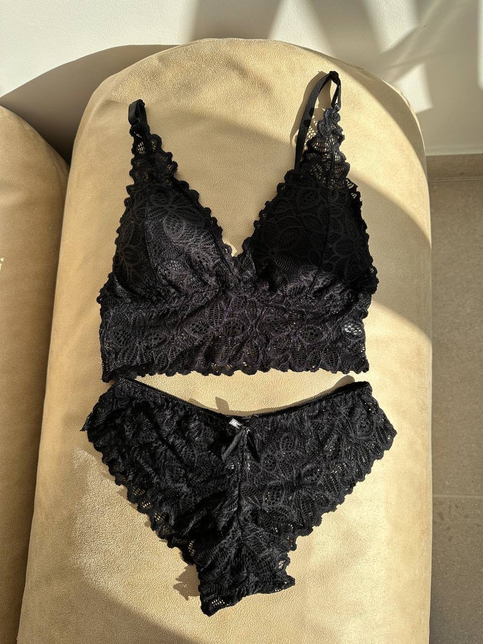 Coordinado Sandra Negro (Bralette Encaje)