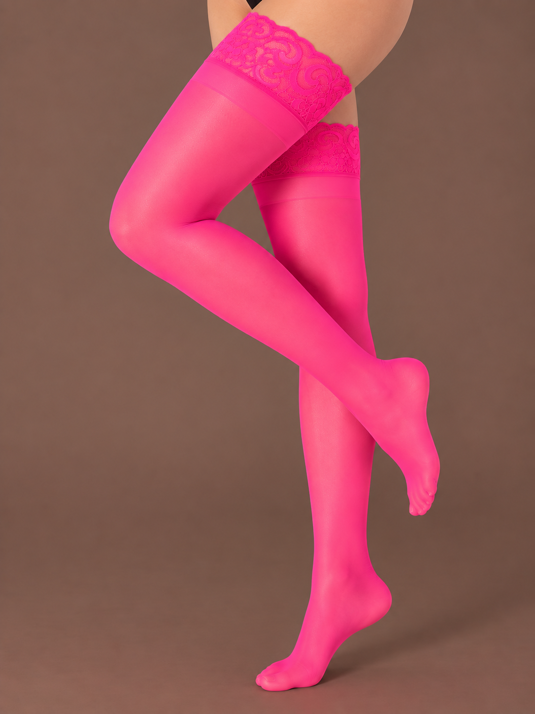 Medias de Encaje (Rosa Neón)
