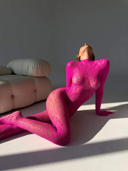Bodystocking Felina de Red Neón