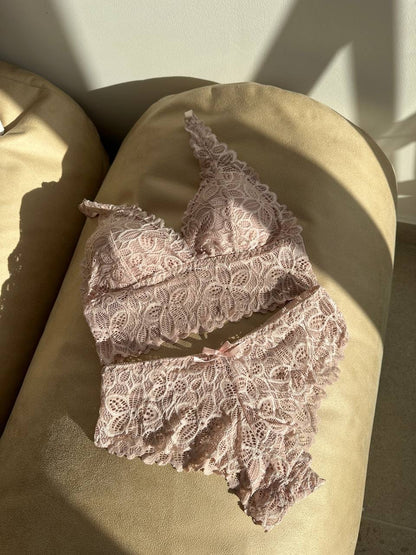Coordinado Sandra Beige (Bralette Encaje)