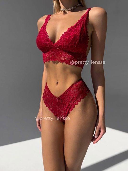 Coordinado Sandra Vino (Bralette Encaje)