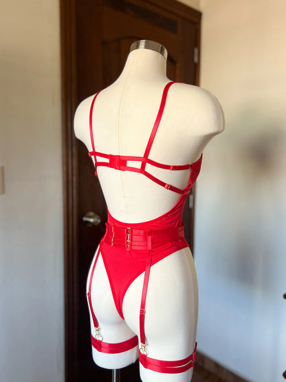 Body Lea Mesh con Liguero (Rojo)
