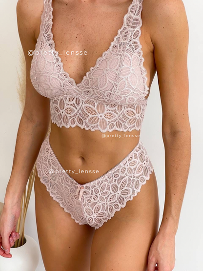 Coordinado Sandra Beige (Bralette Encaje)